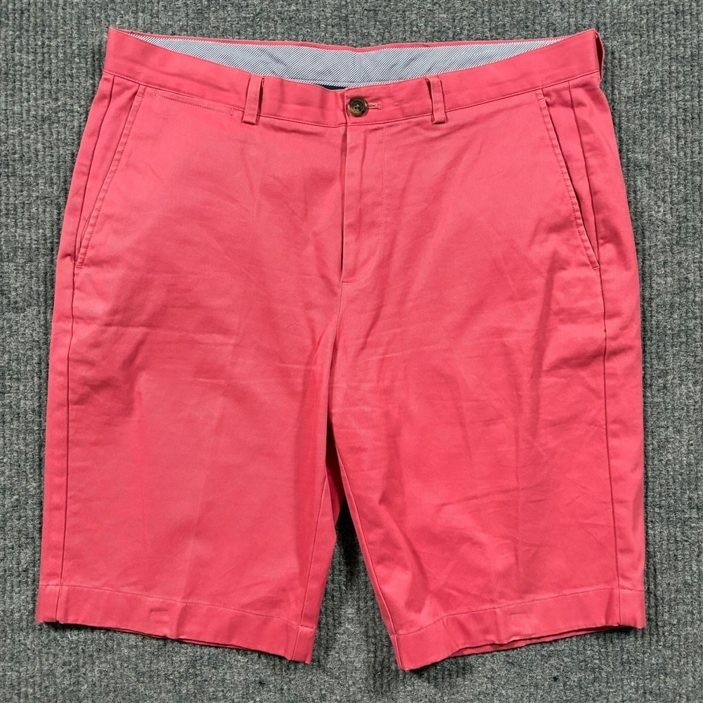 Brooks Brothers Mens Chino Shorts W35 Pink Cotton Stretch Casual Flat Front